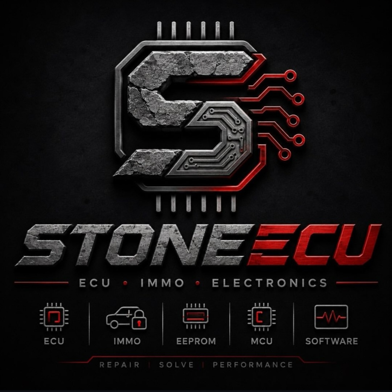STONE ECU logosu — ECU, IMMO, EEPROM, MCU ve yazılım